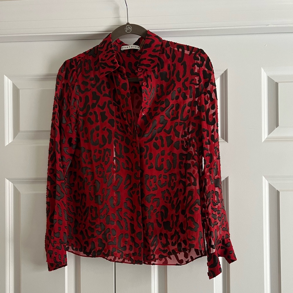 Alice And Olivia Leopard Print Blouse - image 1